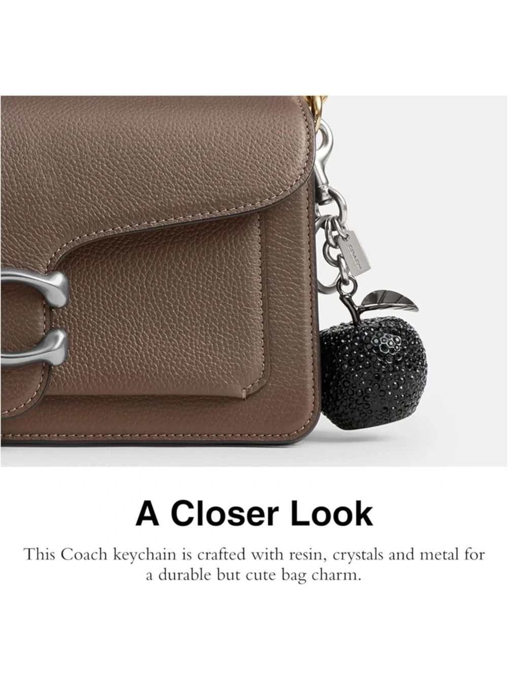 NWT Coach Crystal Apple Bag Charm - Black
